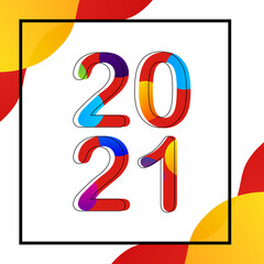 2021 happy new year celebration with abstract colorful number