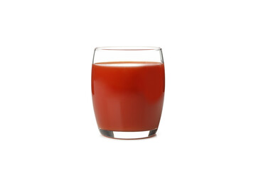Glass of tomato juice isolated on white background
