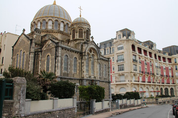 russian orthodox church in biarritz in france - obrazy, fototapety, plakaty