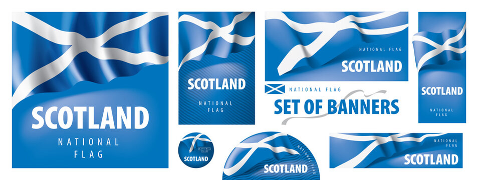 Vector set of banners with the national flag of the Scotland