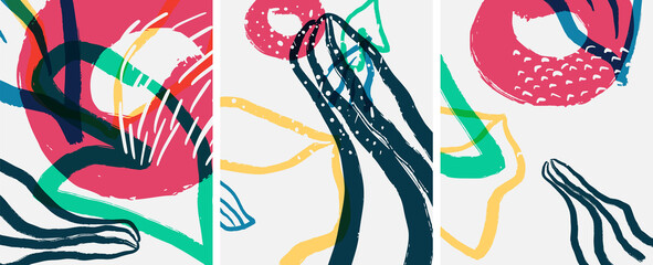 Obraz premium Social media abstract backgrounds. Abstract hand drawn doodles. Vector illustration for covers, banners, flyers
