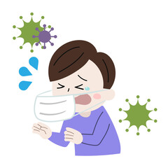 くしゃみ　風邪　男性　イラスト