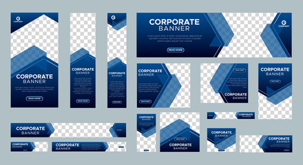 Abstract banner design web template Set, Horizontal header web banner. Modern Gradient Blue cover header background for website design, Social Media Cover ads banner, flyer, invitation card
