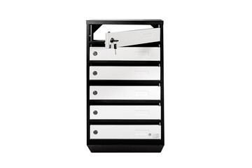 Mail boxes filled of leaflets and letters. Shallow 
 Mailboxes and Lock in Rows at Entrance