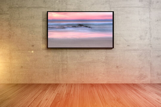 4K TV on the wall isolated