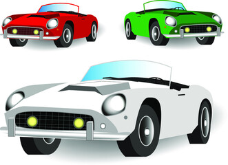 Fototapeta na wymiar set of retro cars in different colors. vector illustration