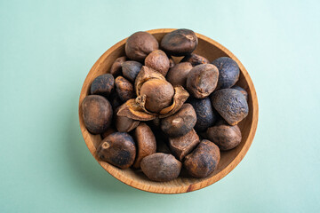 A dish of dried camellia seeds