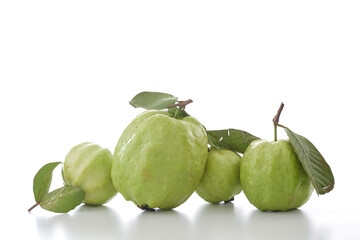 Fresh guava on a white