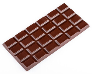 Dark chocolate bar on a white background. Milk chocolate. Confectionery.