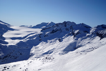 Obraz premium Panorama del ghiacciaio del presena visto dalla cima del gran paradiso, passo del tonale, trentino alto adige, italia