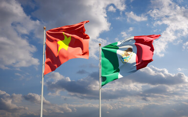 Flags of Vietnam and Mexico.