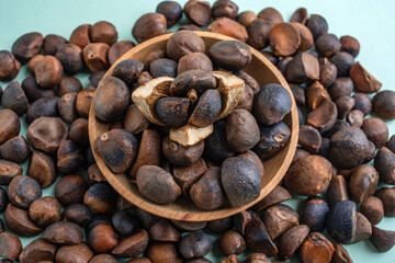 A dish of dried camellia seeds
