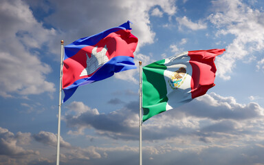 Flags of Mexico and Cambodia.