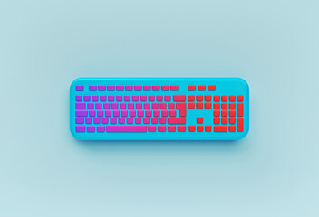 trendy colorful computer Keyboard Icon. minimal design. 3d rendering