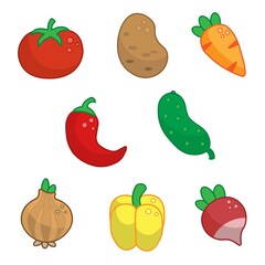 set of cute cartoon vegetables