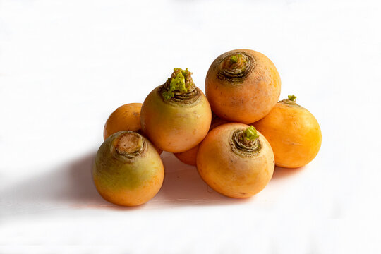 Navets boule d'or, l&eacute;gume ancien sur fond blanc
