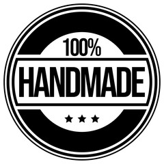 100% Handmade. Vector Black Badge.