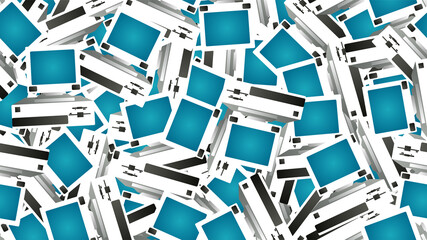 Seamless pattern of retro old hipster computers from the 70s, 80s, 90s, 2000s, background © Bolbik