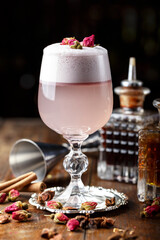 beautiful pink cocktail with foam