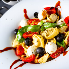 rustic tortellini pasta salad with mozzarella