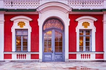 Close-up of palace entrance. Entranceway to the Kadriorg Palace. Tallinn, Estonia.