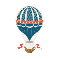 Vintage hot air balloon for unusual adventure and journey a vector illustration.