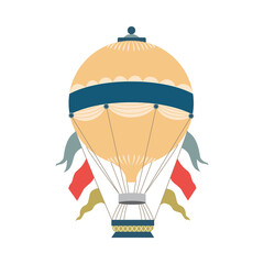 Vintage hot air balloon or aerostat flat vector illustration isolated. © sabelskaya