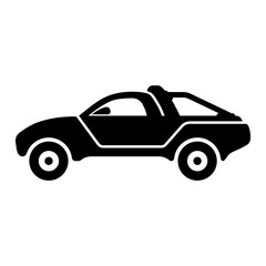 Pickup truck icon. Modern sports off-road vehicle. Black silhouette. Side view. Vector flat graphic illustration. The isolated object on a white background. Isolate.