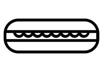 sandwich thin line icon, black color, isolated