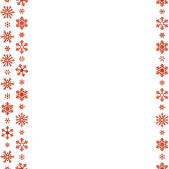 Snowflakes. Seamless vertical border. Repeating vector pattern. Isolated colorless background. Endless holiday ornament. Delicate crystal background. Idea for web design, packaging, wallpaper, cover.