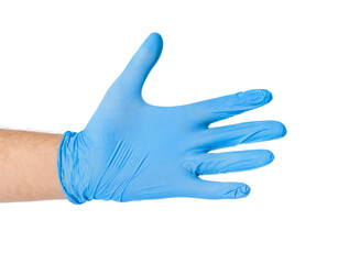 Hand in blue medical glove