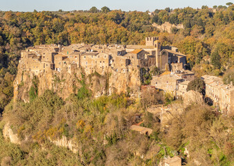 Fototapeta na wymiar Calcata, Italy - considered among the most beautiful villages in the entire country, Calcata is an enchanting town located right on the edge of a vertical cliff