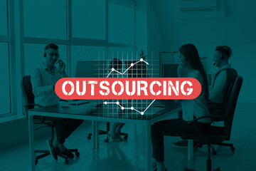 Team of technical support agents working in office. Concept of outsourcing