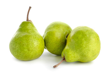 Fresh ripe pears on white background