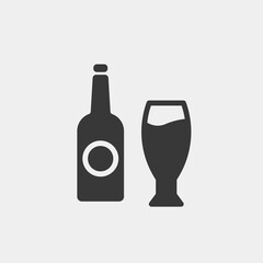 Bottle and glass icon isolated on background. Beverage symbol modern, simple, vector, icon for website design, mobile app, ui. Vector Illustration