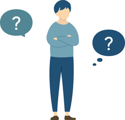 考える女性のイラスト 悩む 疑問符 吹き出し 人物 代 若い 代 ハテナ 悩む 30s Wall Mural 3 Yugoro