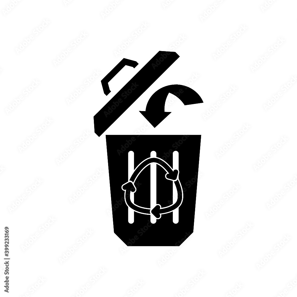 Sticker Recycle bin with recycle symbol icon isolated on white background