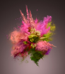 Amazing explosion of colorful dust