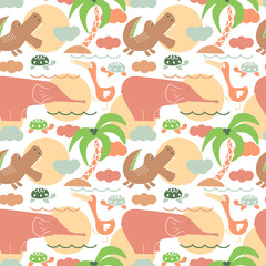 African funny animals. Kids seamless pattern
