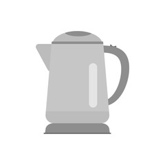 Electric kettle, kitchen water heater, gray electric equipment on dark stand in flat style