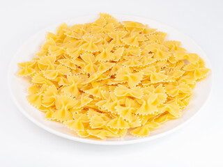 Pasta farfalle butterfly on the white