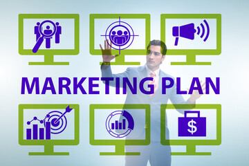 Marketing plan concept illustration with businessman