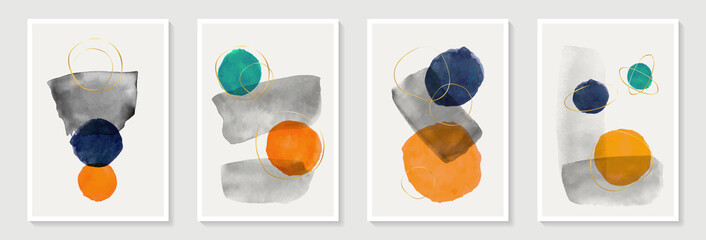 Kreativer minimalistischer handgemalter abstrakter Kunsthintergrund mit Aquarellfleck und Formelementen Vektor EPS10. Design für Wanddekoration, Postkarte, Poster oder Broschüre