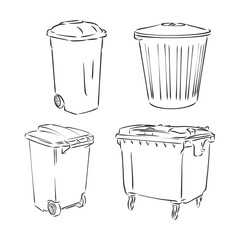 trash bin in doodle style. trash can vector sketch illustration