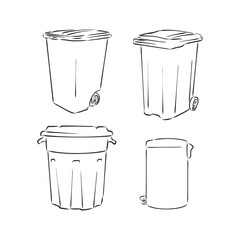 trash bin in doodle style. trash can vector sketch illustration