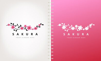 Sakura branch with flowers. Japanese cultivated cherry blossoming with lush pink flowers, symbols of Japan. © Natalia Iachimova