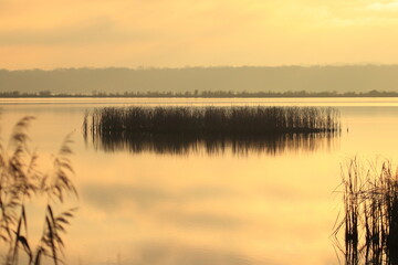 Fototapeta na wymiar Sunset scene on the lake