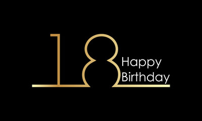 18 anniversary golden color from one line, art video illustration.