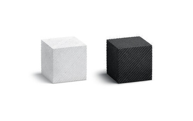 Blank knitted black and white cube mockup set