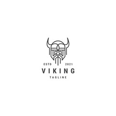 Viking linear logo design template - vector